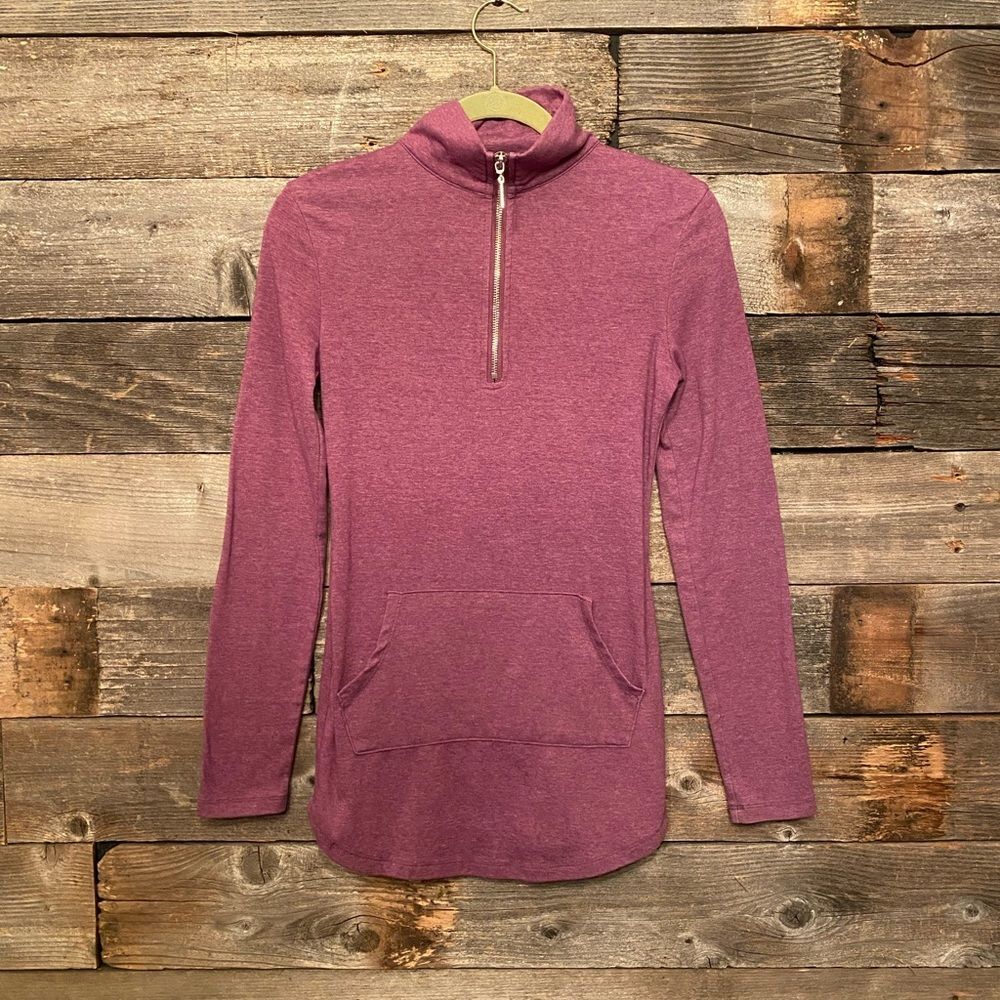 PattyBoutik plum long sleeve half zip top Small